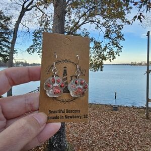 Handmade Resin Gloss Sparkle Paw 925 Silver Beautiful Beacons Earrings